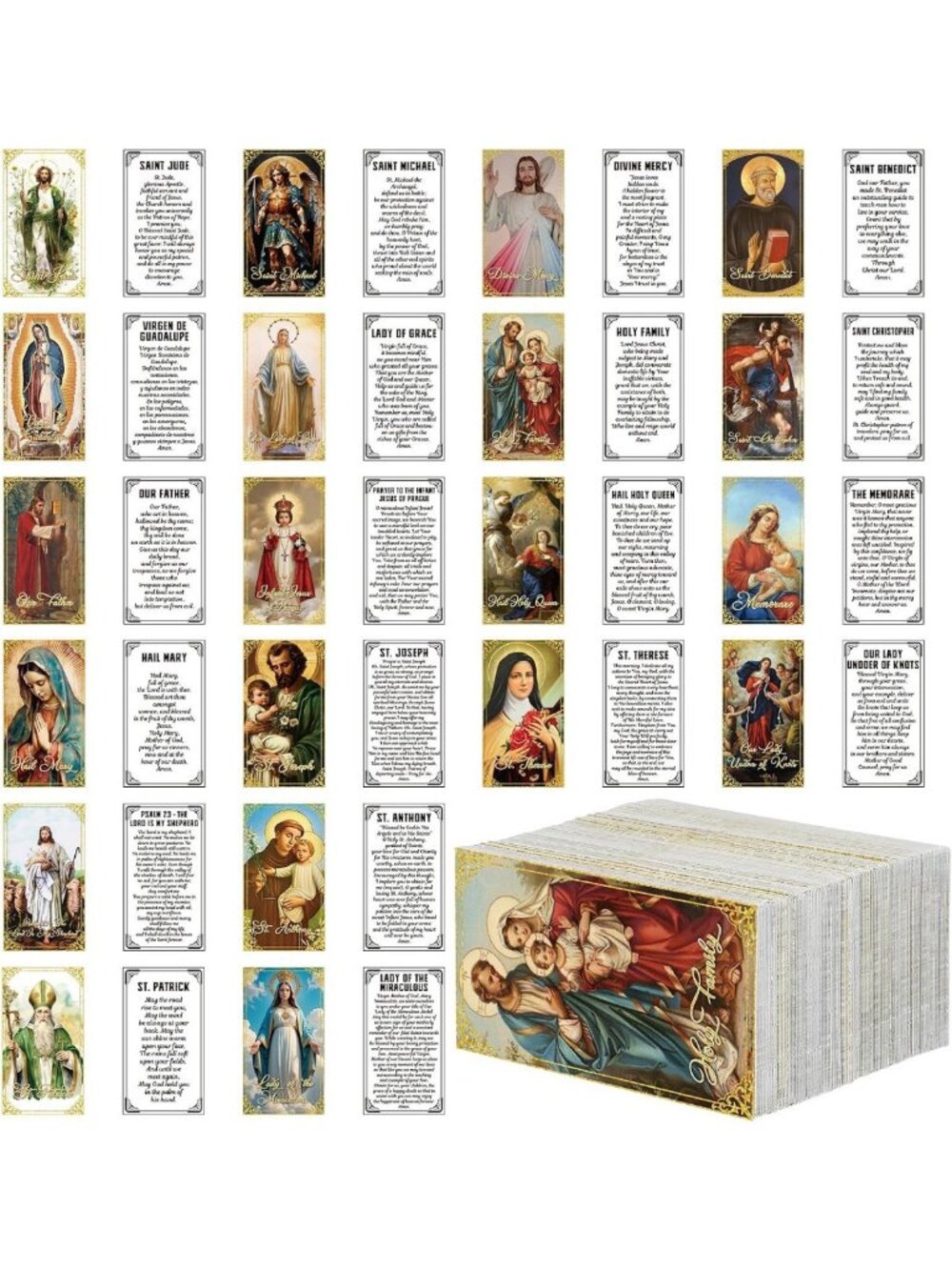 240 PCS Catholic Holy Cards - Saints Prayers Gifts, Bulk Set, 20 Styles